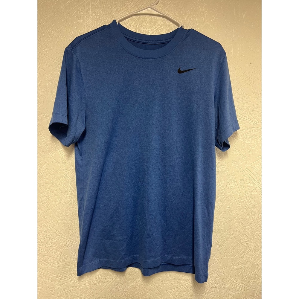Nike Dri-FIT Tee Mens Small Blue Heathered Short Sleeve Training Shirt Logo